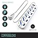 Ewent EW3932-3M Regleta 6 Enchufes Con 6 Interruptores Iluminados, 3500 W, Blanco,...