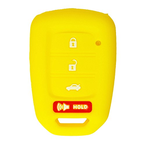 qualitykeylessplus Protective Rubber Silicone Cover for 4 Button Honda Remote Head Key Fobs FCC ID: MLBHLIK6-1T MLBHLIK6-1TA with Keytag Return Service