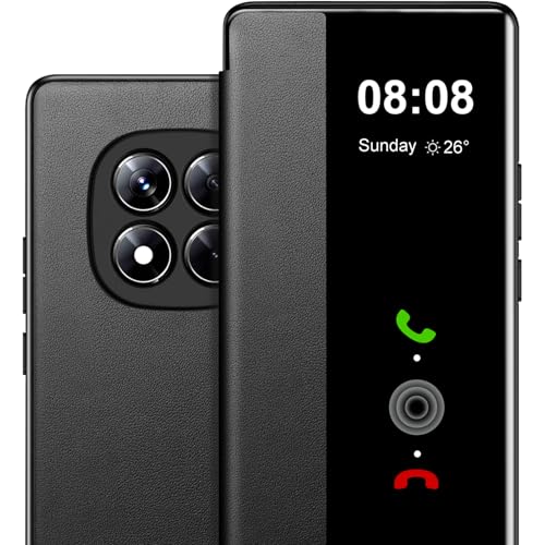 Handyhülle für Xiaomi Redmi Note 14 Pro Hülle S View Clear View Flip Leder für Redmi Note 14 Pro 5G Hülle Luxus Extra-Dünn Kratzfest Schutzhülle Cover Case für Redmi Note 14 Pro Tasche Clear S View