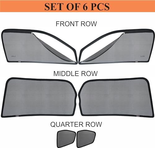 Image of Able Dotnet Car Magnetic Sun Shade Curtains with Zipper for Mahindra Xylo Set of 6 Pcs