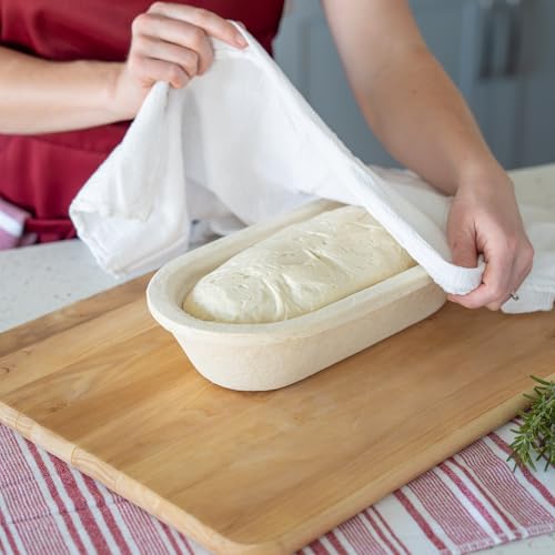 Bulka Oval Banneton Bread Proofing Basket Spruce Wood Pulp 750g Groove, Sourdough Bread Baking Supplies Brotform - Batard Dough Proving Bowl, Gifts for Bakers making Artisan Loaves.