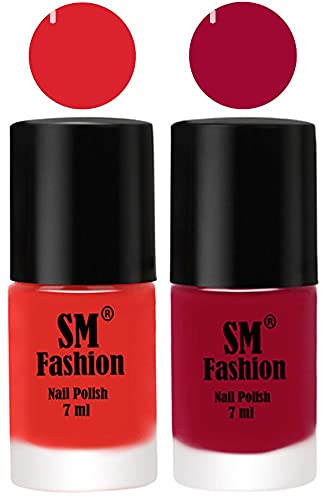 Image of Long Lasting Nail Polish | Nail Paint Combo 7 ml Each) - Set of 2 Candy Orange-Pure Wine