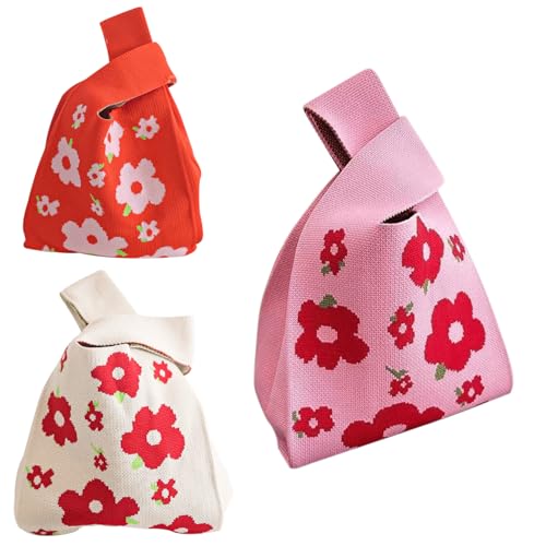 XINHONGJIN Bolsa feminina de crochê com 3 peças, linda bolsa de m...