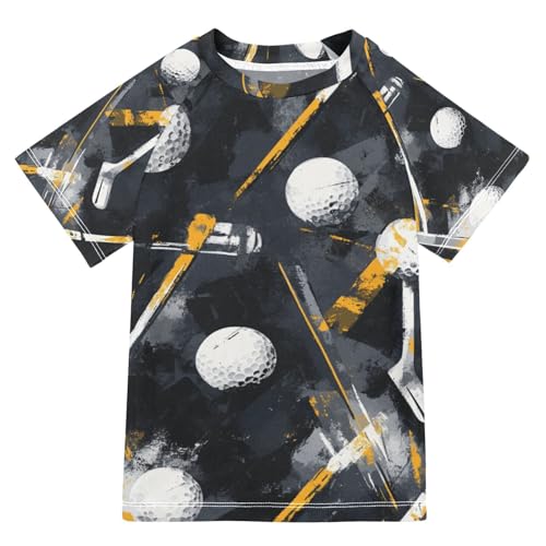 Boys Swing Shirts Golf Graffiti Sport Ball Rashguard Short Sleeve Kids T-Shirts Sun UPF 50+