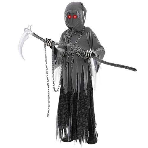 Disfraz Infantil Unisex Grim Reaper Ojos Rojos Luminosos miniatura 5