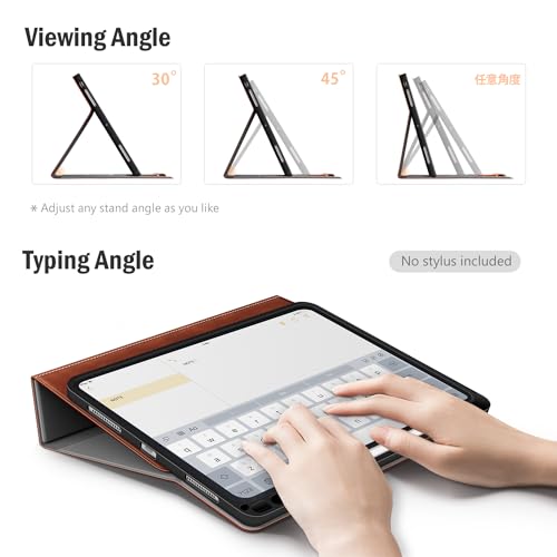 Image of Antbox for iPad Pro 11 Inch Case M5 2025 /M4 2024 Vegan Leather, Brown | Built-in Pencil Holder, Fully Supports Pencil Pro /USB-C, Auto Sleep /Wake Function