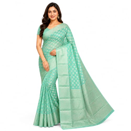 Image of Organza Silk Saree Wedding For Women Banarasi Sadi Original Kanchipuram Pure Rich Pallu Sari With Blouse Piece