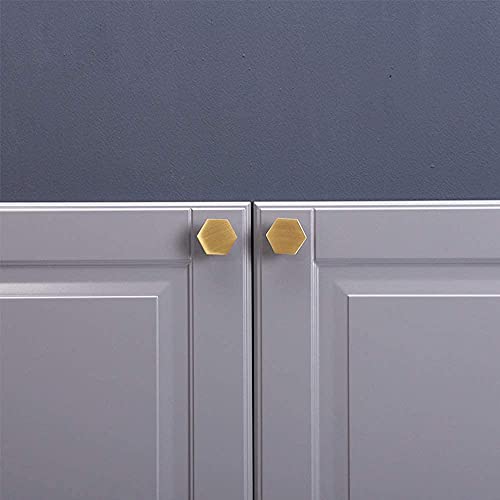 RZDEAL 1-1/5" Solid Brass Hexagon Kitchen Cabinets Knobs Home Office Decoration Hardware Handles and Pulls Wardrobe Knob (8Pcs) - Thumbnail 6