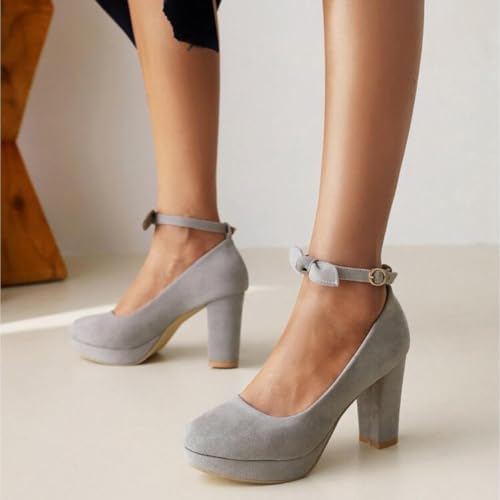 Escarpins femmes plateforme en simili daim et talon bloc chic