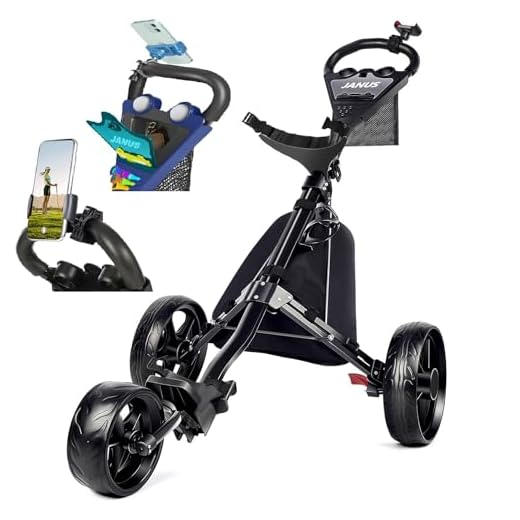 JANUS Golf Cart, Foldable Golf Push cart Option (with seat or Phone Holder),Golf Bag cart,Golf Pull cart