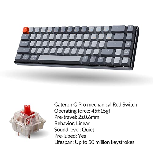 Image of Keychron K6 65% Compact Wireless Mechanical Keyboard for Mac, Hot-swappable White Backlight, Bluetooth, Multitasking, Type-C Wired Gaming Keyboard for Windows with Gateron Red Switch