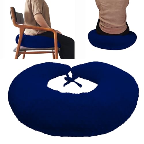 BBL Pillow After Surgery for Butt Sleeping, Brazilian Butt Lift Pillow Post Surgery Recovery for Sitting Sleeping Driving Donut Pillow for Woman Lumbar Back Cushion Seat Foam (Dark Blue)
