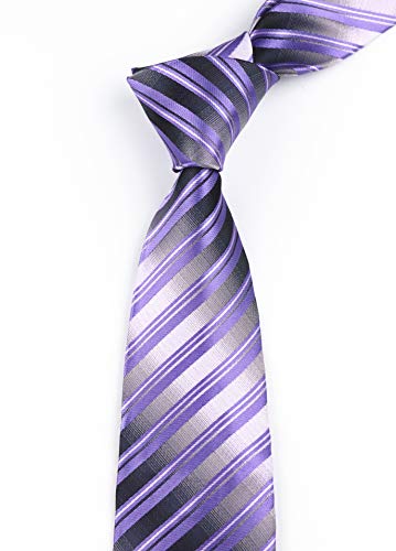 Image of Elfeves Men's Modern Striped Patterned Formal Ties College Daily Woven Neckties