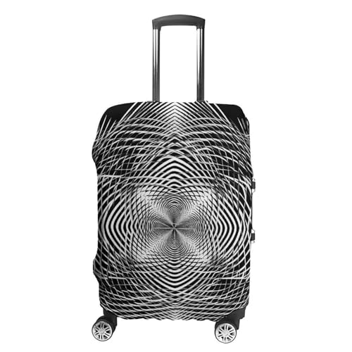 Travel Luggage Cover Elastic Suitcase Protector Anti-Scratch Washable Black And White Geometric Shape Art Luggage Sleeve Tsa Approved Carry on Covers Baggage Cover Fits 18-32 Inch Luggages