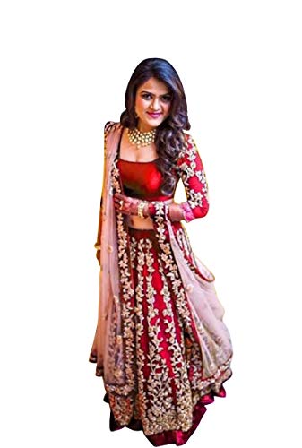 Skyview Fashion Women's Ethinc Festive Indian Wear Pakistani Lengha Wedding Party Bollywood Lehenga Choli Red