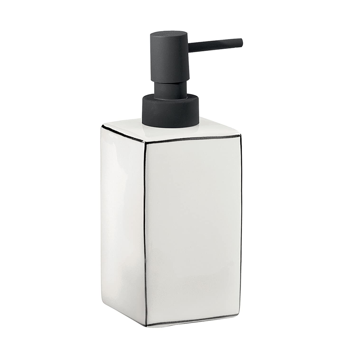 Gedy G-Lucrezia White Soap Dispenser, Bathroom Soap Dispenser, Made of Ceramic, 2 Year Warranty, Measures 16 x 6.4 x 10.6 cm and Weight 0.25 kg, R&D Design, 2 Year Warranty