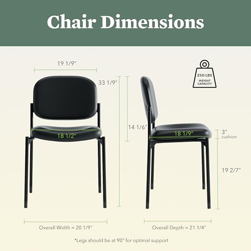 Image of HON Scatter Fabric Guest Office Chair, Armless Stackable Seating for Waiting Rooms, Lobbies, Conference Areas, and Offices, Side Chair for Reception and Training Spaces, Black