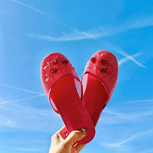 Cammie Women'S Floral Beaded Mesh Red Chinese Slippers 7 B(M) Us thumb #1