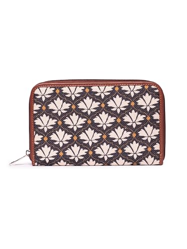 Image of ZOUK Women Bidri Kaiser Motif Printed Handcrafted Classic Zipper Wallet Clutch Purse