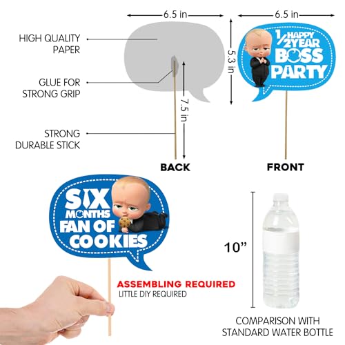 Zyozique Baby Boss Half Birthday Party Supplies, Boss Baby 1/2 Birthday Party Decorations for Boys with Happy Birthday Paper Banner Photobooth Props Balloons(Pack of 44)