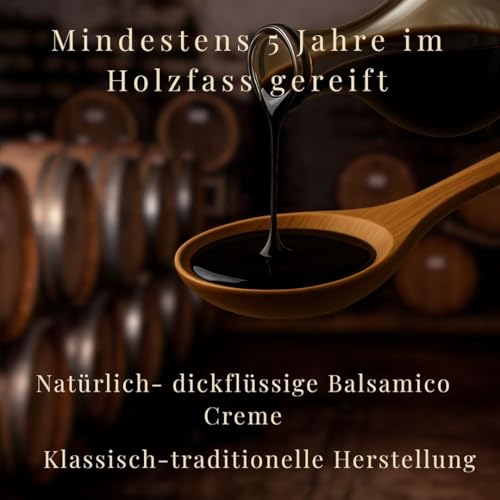 Aceto balsamico di Modena I.G.P. 250ml - original italienischer, dickflüssiger Balsamico Essig ohne Zucker - mindestens 5 Jahre im Holzfass gereift - frei von Zusatz- und Konservierungsstoffen