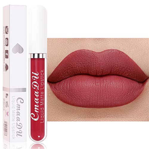RapStart 18 Colors Matte Liquid Lipstick, 1Pcs Lip Stain Matte Lipstick Lip Makeup 24 Hour Long Lasting Waterproof Dark Red Matte Lip Gloss Matt Liquid Lippies, Makeup Gift for Women Girl (07#)
