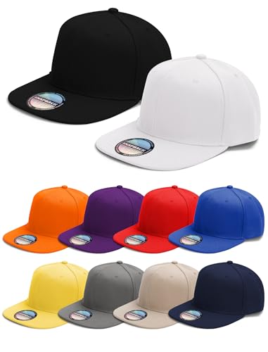 Image of 10 Pack Blank Snapback Hats for Men Flat Brim Hats Baseball Caps Bulk