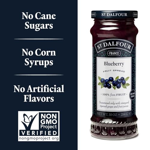 St Dalfour Blueberry Fruit Spread 284 g | No Added Sugar | 100% from Fruit | No Added Preservatives, Colours, Flavors or Sweeteners | No Corn Syrup | Traditional French Recipe