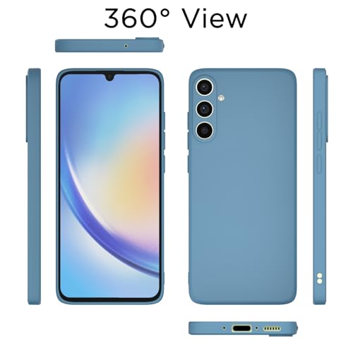 Image of Outlouders Back Cover for Samsung Galaxy A34 5G | Camera Protection | Durable Soft Matte Silicone Bumper Case (Aqua Blue)
