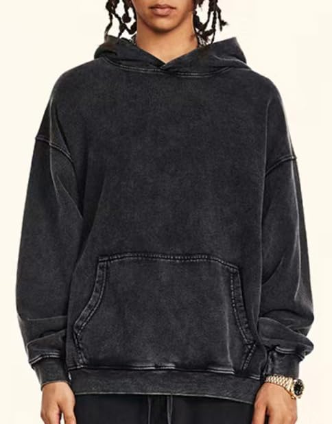 Men's Solid Y2K Hoodies Oversize Acid Wash Vintage Hoodie Baggy Casual Pullover Streetwear Sweatshirt4