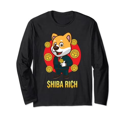 Funny Shiba Inu Crypto Coin Millionaire Cryptocurrency HODL Maglia a Manica