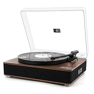 LP&No.1 Bluetooth Record Player with Stereo Speakers, 3-Speed Belt-Drive Turntable for Vinyl Records with Wireless…