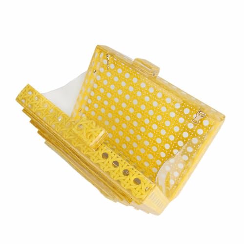 Image of Women Acrylic Rattan Clutch Purse Rattan Woven Evening Bag Wedding Party Purse Summer Beach Wicker Shoulder Handbag