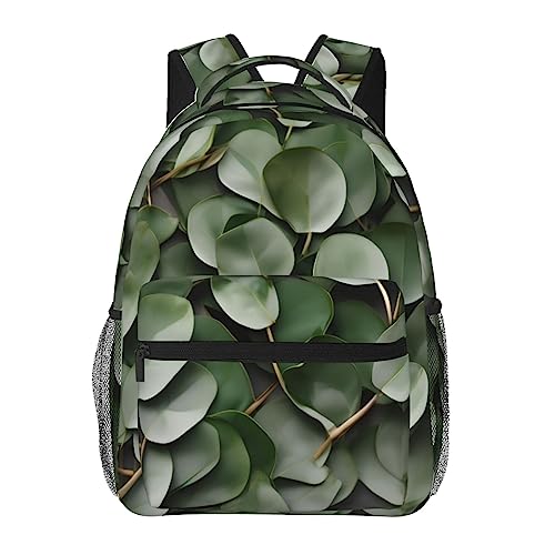 Sac à dos pour ordinateur portable léger et décontracté motif feuilles d'eucalyptus