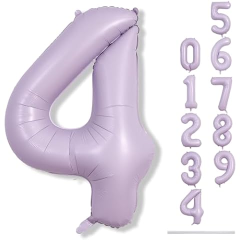 Large Pastel Purple Number 4 Balloon Cover