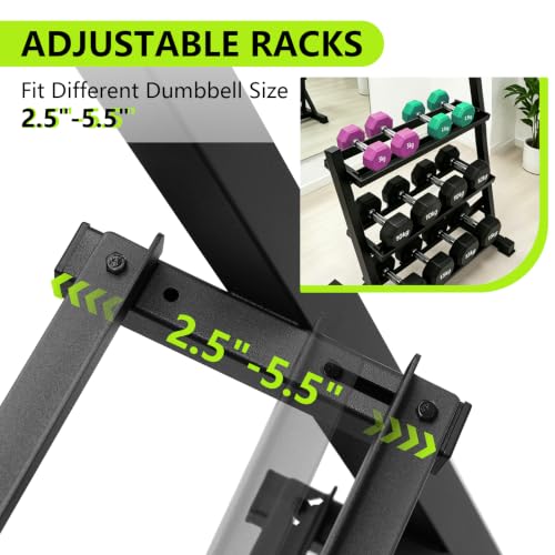 Image of Grefinity 3 Tier Dumbbell Rack, Weight Rack for Home Gym, Stand Only