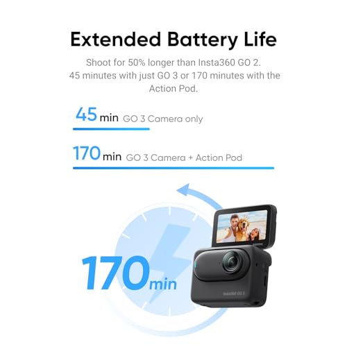 Insta360 GO 3 128GB Creator Kit Black – Small & Lightweight Action Camera, Portable and Versatile, Hands-Free POV, Mount Anywhere, Stabilization, Multifunctional Action Pod, Waterproof