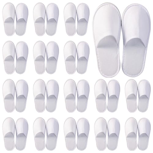 Tokaneit 24 pares sapatilhas descartáveis, sapatilhas de hotel, chinelos convidados, chinelos para mulher e homem, para SPA convidados para festas e viagens (branco)