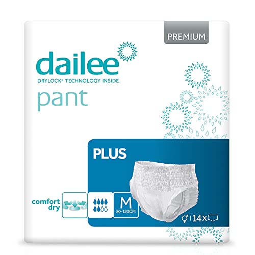 Dailee Pants Plus M - 30x Pañales Adultos - Braga Pañal para Ancianos, Hombres y Mujeres - Maxima Absorcion - 30 Bragas Incontinencia Mujer y Hombre