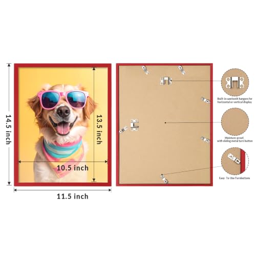 Image of LaVie Home 11x14 Picture Frame for Wall Display, 11 x 14 Red Picture Frame with HD Plexiglas, 11 by 14 Poster Frame 1 Pack, Display Frame for Vertical or Horizontal, Classic Collection