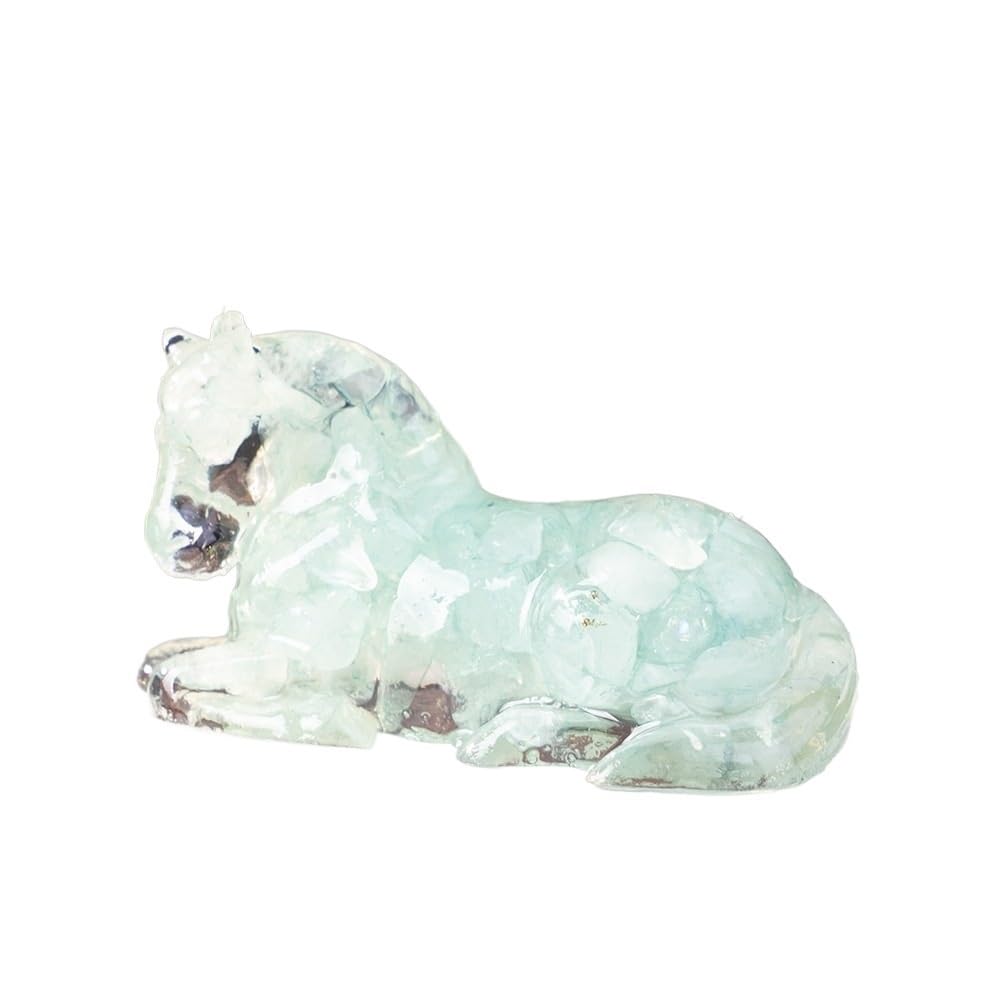 HUFFA Ornamental Horse Figurine - Crystal Epoxy Resin Home Decoration with Natural Tiger Eye Chips