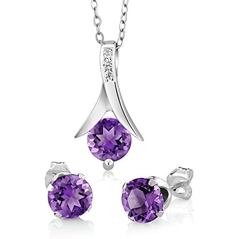 Gem Stone King Amethyst Earrings Pendant Set Cover