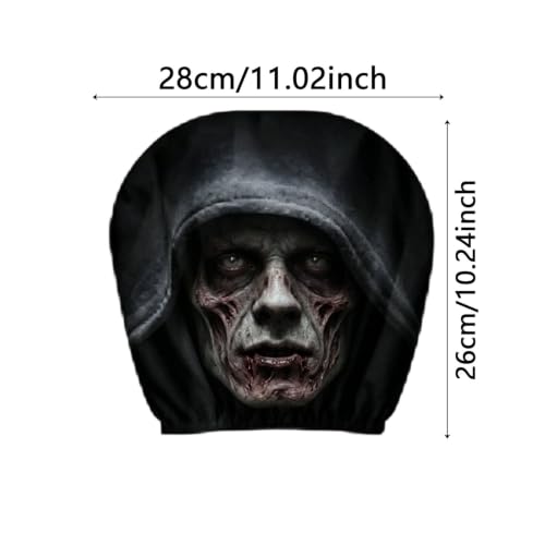Scary Headrest Covers for Cars, 2 Pack Machine Washable Breathable Universal Haghost Face Headrest Covers,Funny Soft Halloween Seat Protector for Auto Truck Vehicle SUV Interior Accessories (Black 2) - image 7