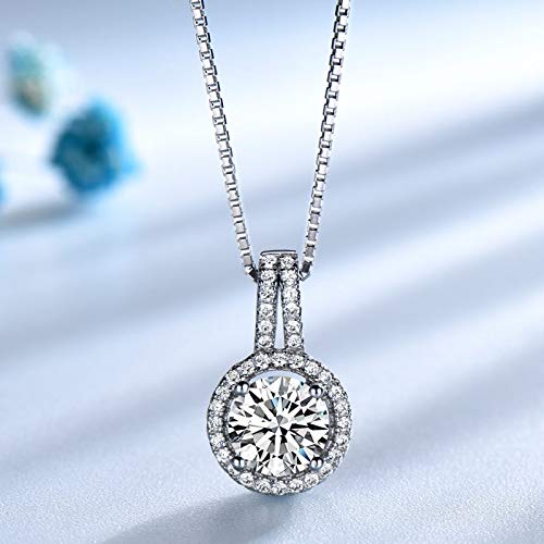Conjunto de joyas de plata 925 con anillo y collar redondo de circonitas para mujer 5
