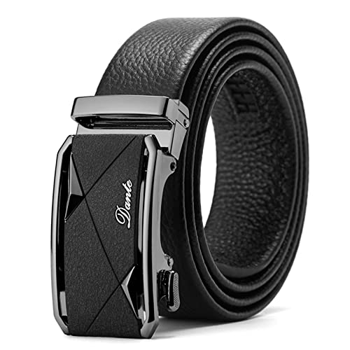 Mens Casual Ratchet Belt with Automatic Buckle Stylish Adjustable Slide Genuine Leather Belts for Men Dress Pants
