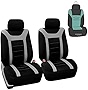 FH Group Car Seat Cover Premium 3D Air Mesh Front Pair Set Car Seat Covers Airbag Compatible, Gray and Black Automotive Seat Cover with Gift Universal Fit Interior Accessories for Cars Trucks and SUVs