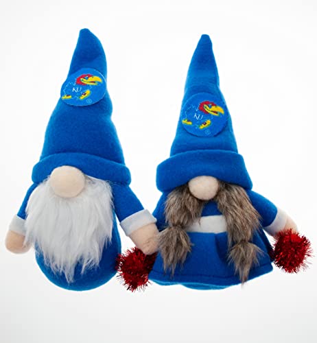 University of Kansas Jayhawks Plush Set of 2 Gnome Ornaments by Hanna’s Handiworks - Fan/Cheerleader Holiday/Dorm Decoration- Ideal Gift for Graduation/Alumni - Show Your NCAA SEC Team Spirit