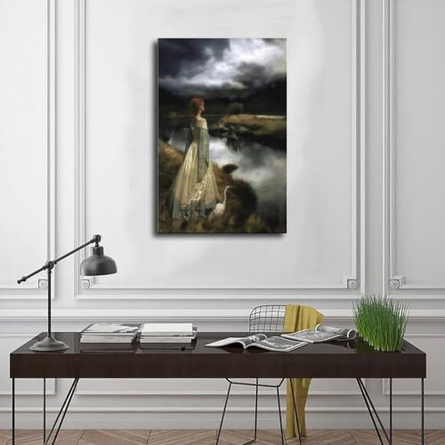 Impression sur toile Midsummer Eve par Edward Robert Hughes cadre inclus 50x75 cm