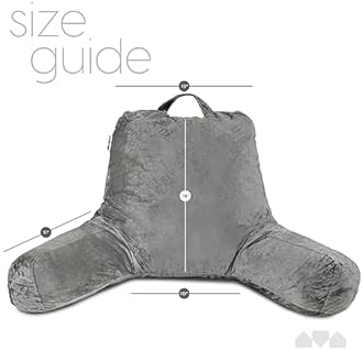 Milliard Reading Pillow with Arms, Grey, Shredded Memory Foam Back Pillow for Bed Sitting Up - Sit Up Backrest Support for Reading & Rest Bed - Washable Cover, Adjustable Comfort, CertiPUR Certified