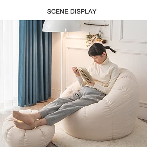 Hwoek Bean Bag Chair Cover +Footstool Cover Lazy Sofas Cover Pumpkin Shaped Bean Bag Cover (No Filler) Stuffed Animal Storage Or Memory Foam Lounger Seat Bean Bag Cover,Yellow,M #TOP2